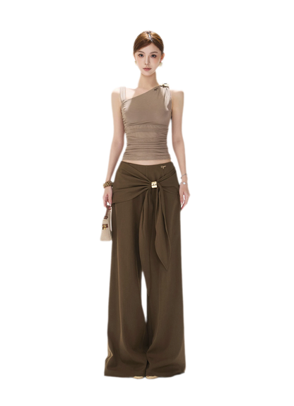 Asymmetric Ruched Mesh Top
