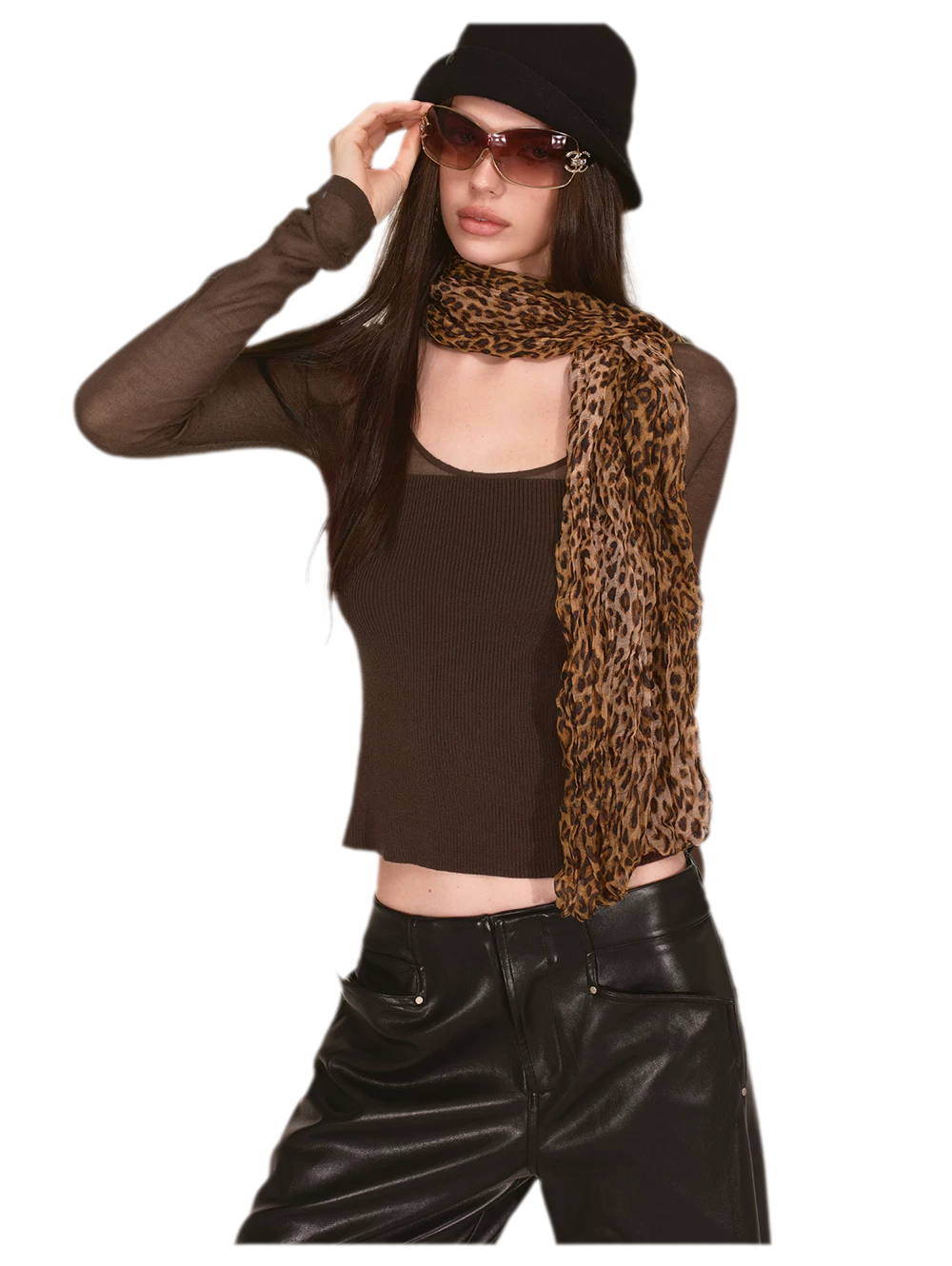 Top in maglia trasparente con scollo a V in Tencel
