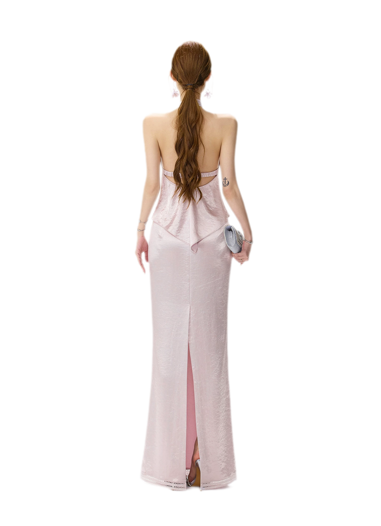 CYNR Lace Halter Fishtail Set Light Purple (Skirt) / S