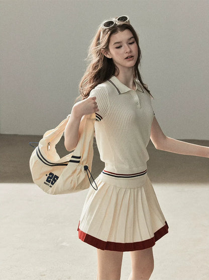 Ribbed Knit Polo Set