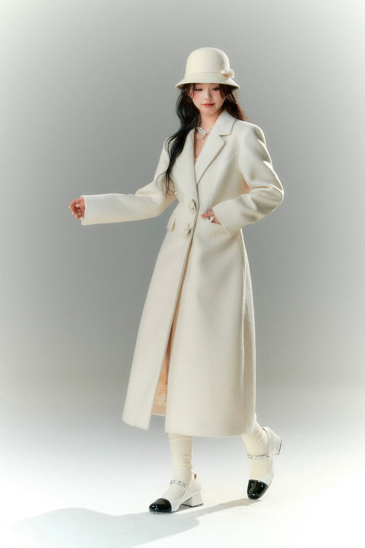 Long-Pile Wool Cape Coat