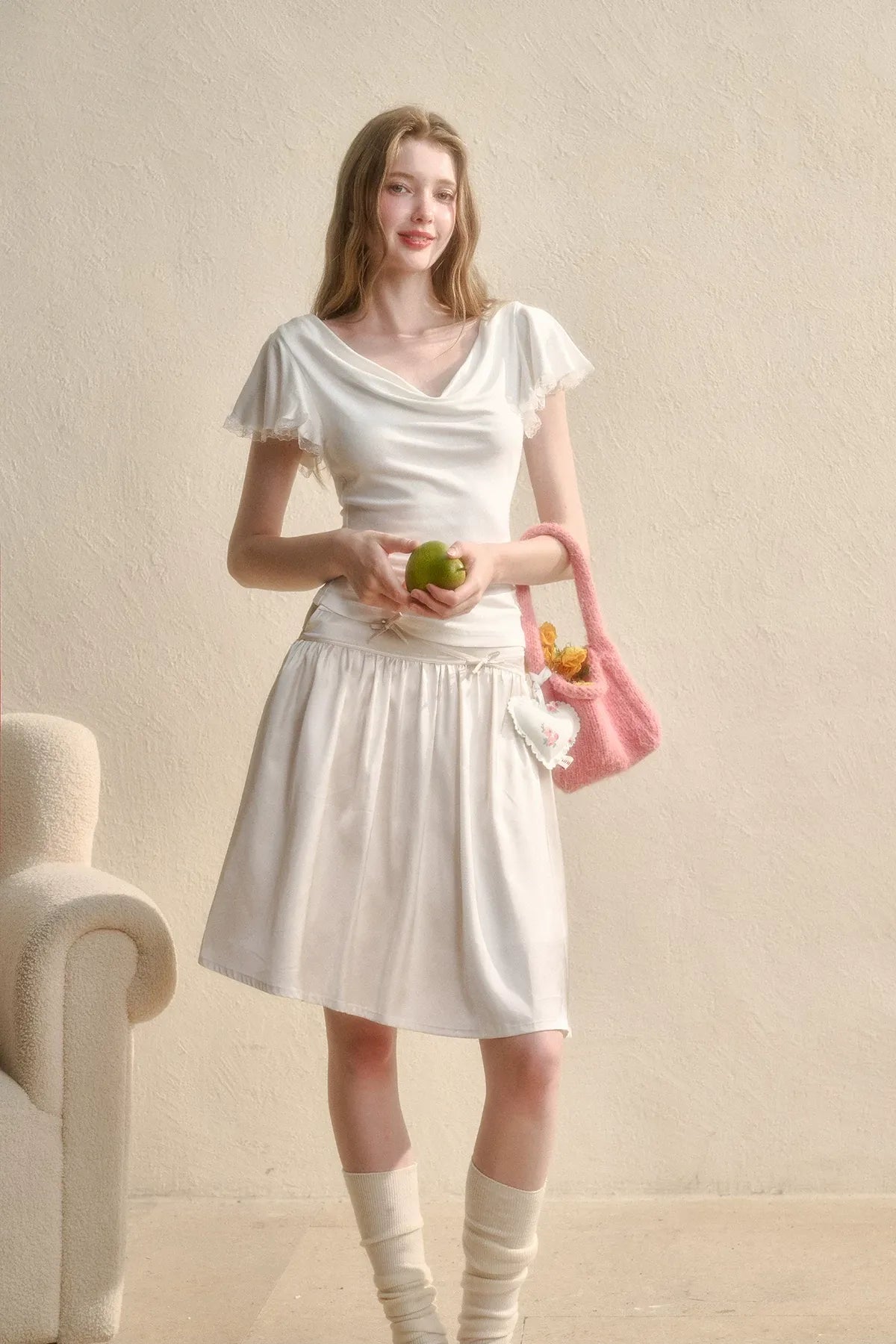 Airy V-Neck Ribbed T-Shirt