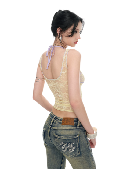 Y2K Lace Halter Camisole