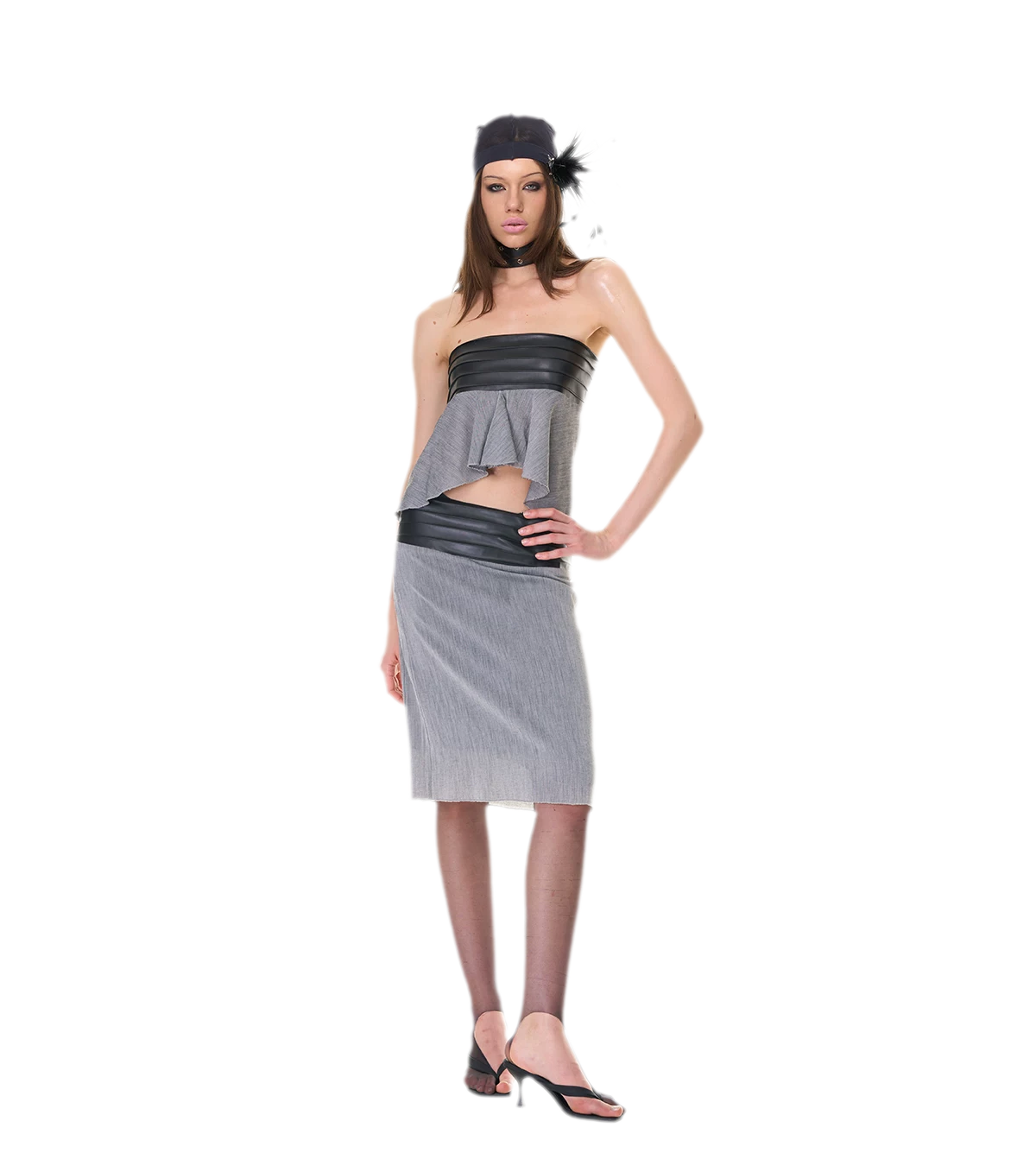 Textured Peplum Skirt Set