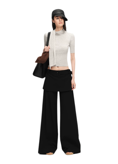 Wool-Blend Scarf-Neck Knit Top