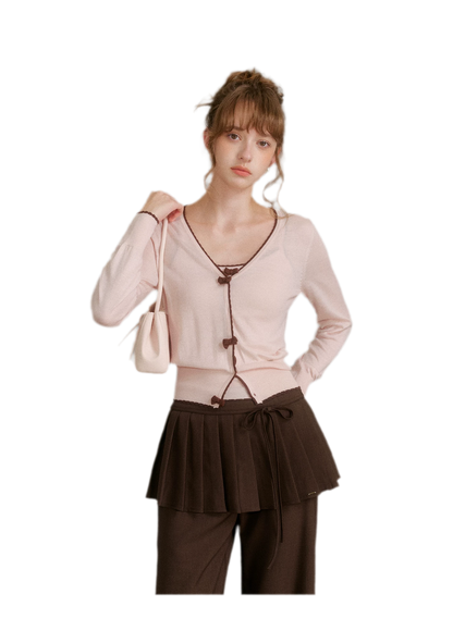 Wool Bow Trim Knit Set