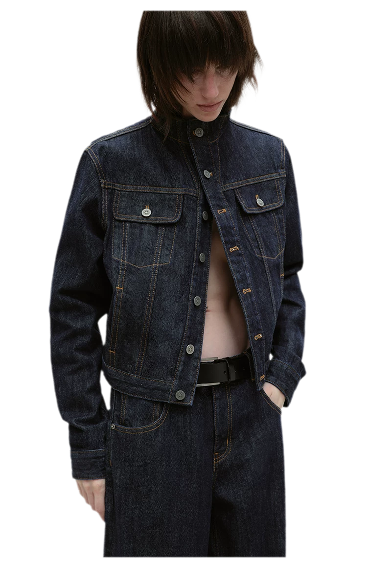Redline Cropped Raw Denim Jacket