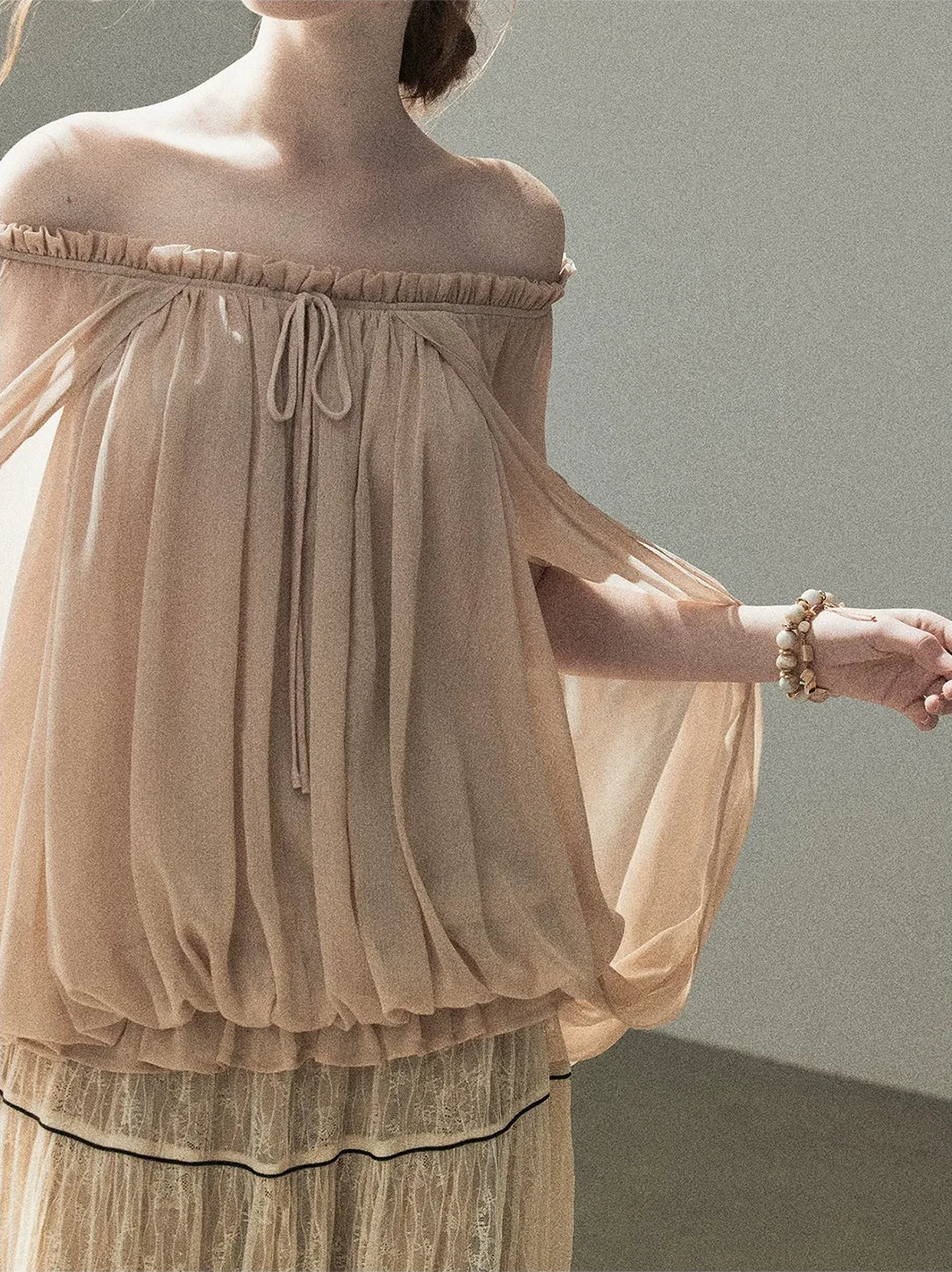 Crinkled Off-Shoulder Top