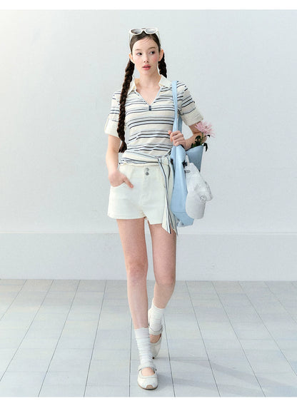 Korean Vintage Two-in-One Polo T-shirt