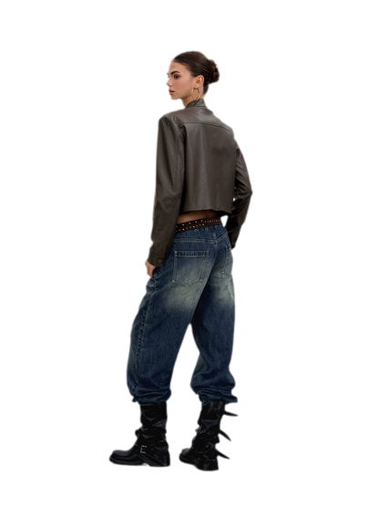 Vintage Wash Wide-Leg Jeans