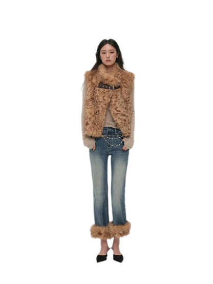 Detachable Sleeve Faux Fur Vest