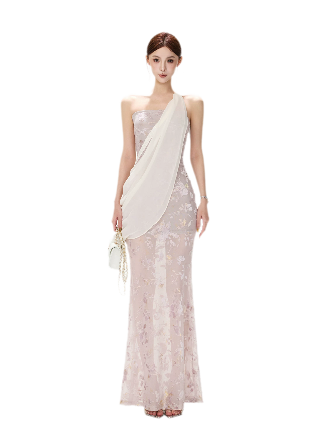 Flocked Floral Mermaid Dress