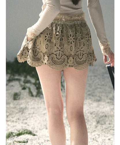Lace A-Line Mini Skirt