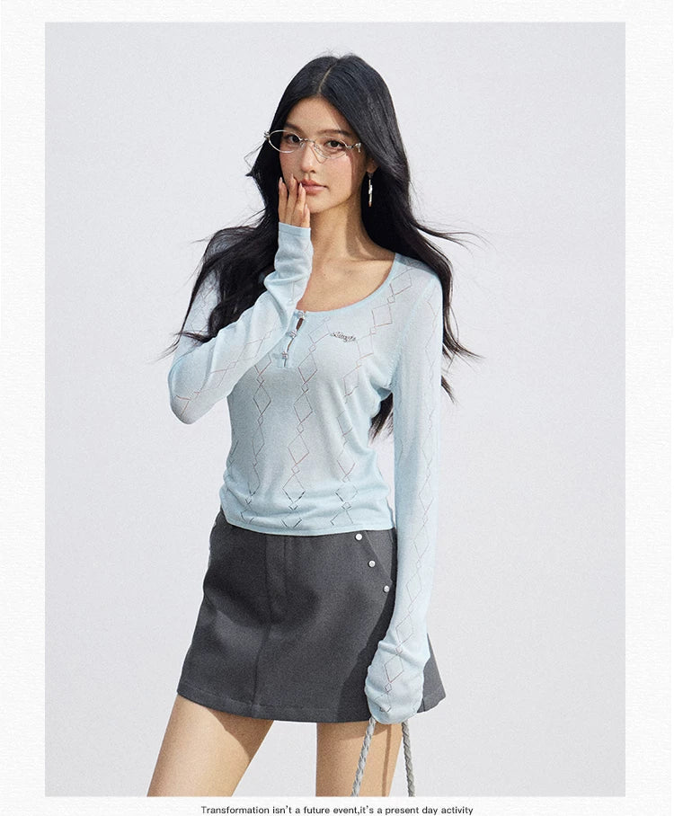 Ice Silk Hollow Knit Top