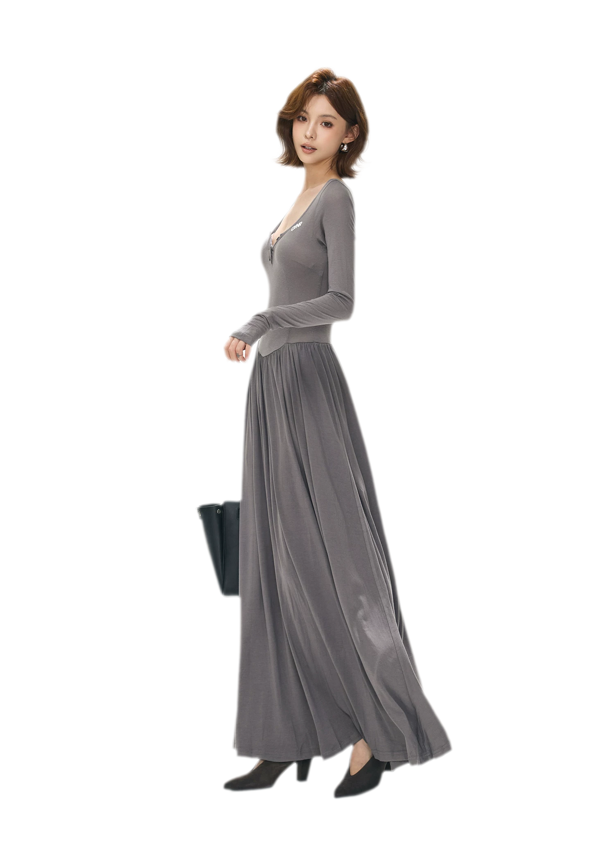 Vintage Square-Neck Paneled Maxi Dress