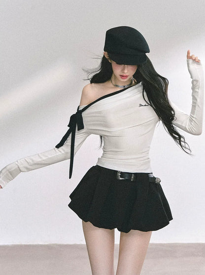 Asymmetrisches gerafftes Crop-T-Shirt