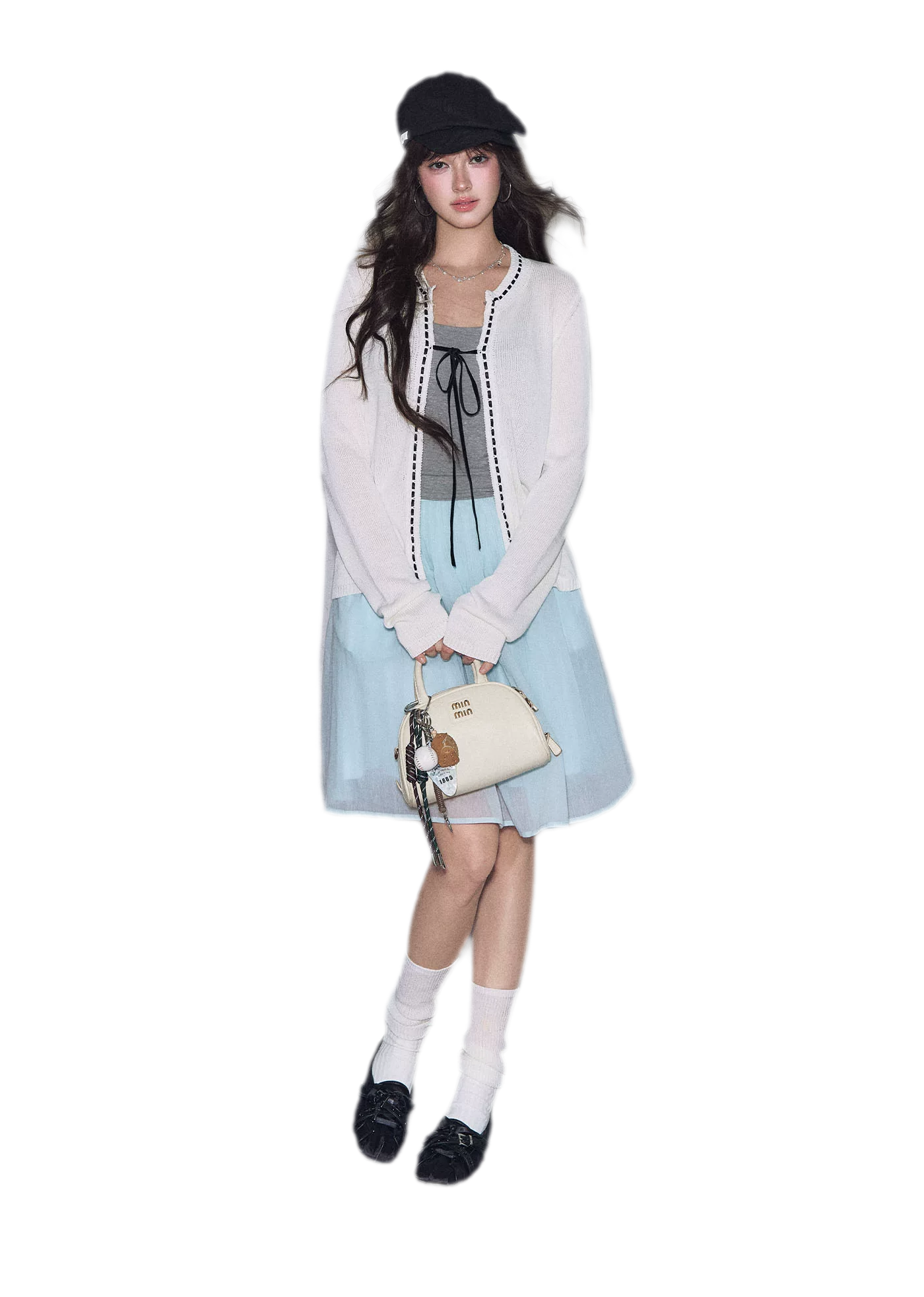 Fine Knit Contrast Trim Cardigan