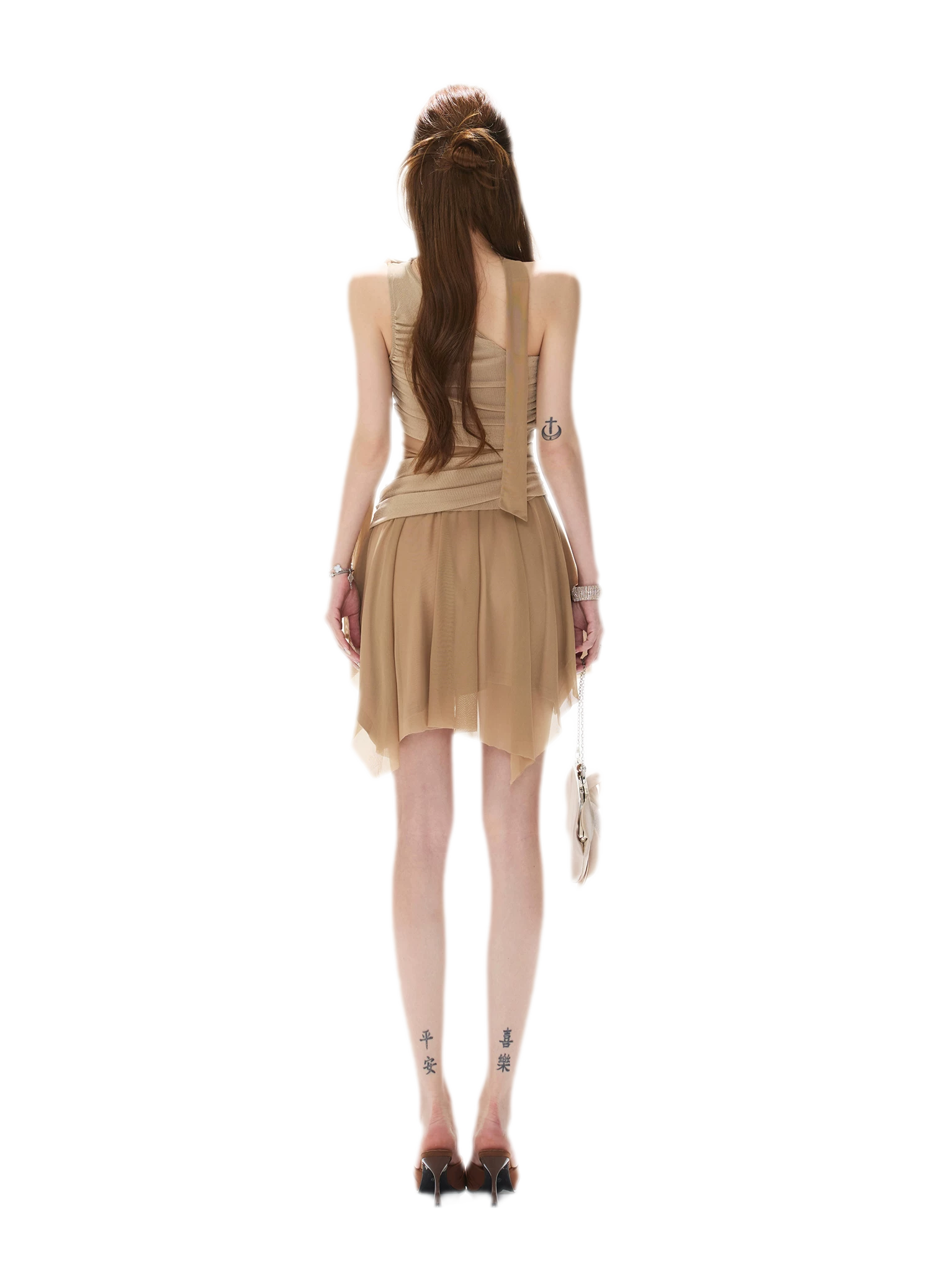 Mesh Drape Mini Dress