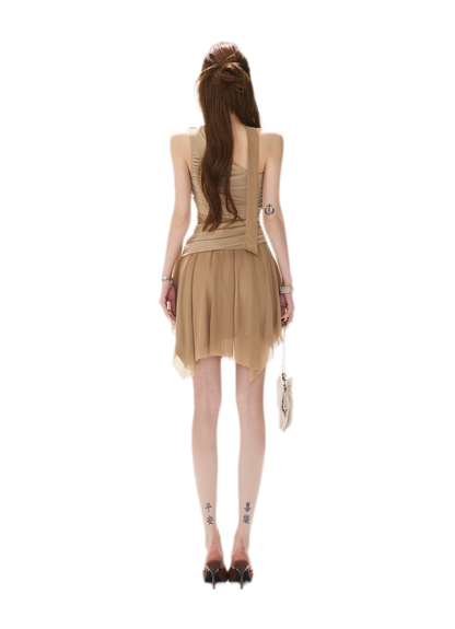 Mesh Drape Mini Dress