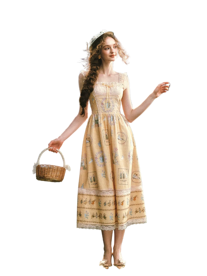 French Country Cotton Floral Dress
