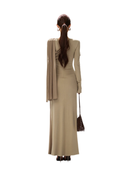 Contrast Sash Mermaid Knit Dress
