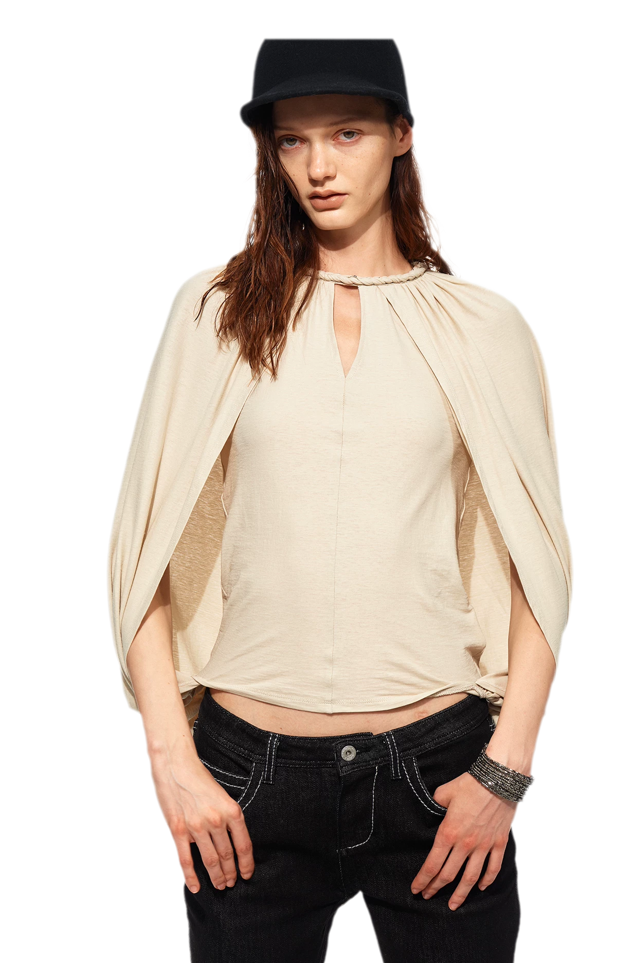 Cotton Cape Sleeve Top