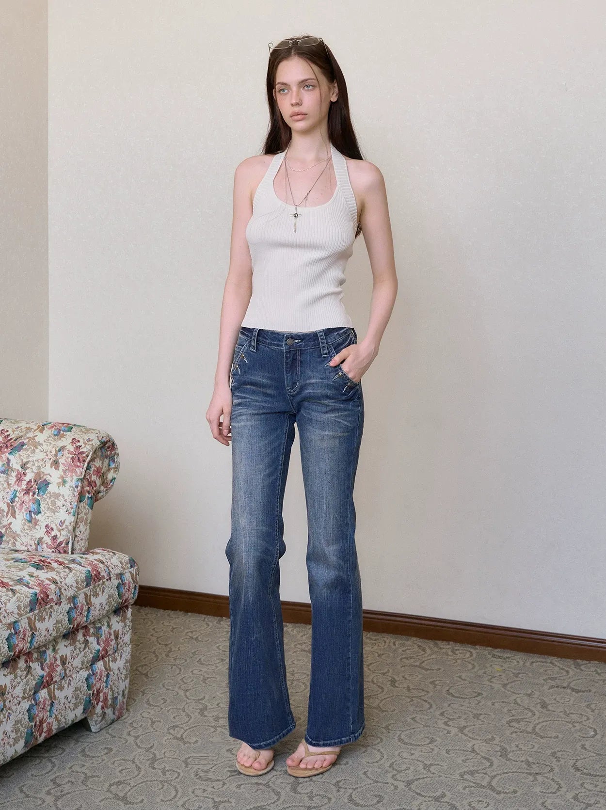 Vintage Low-Rise Flare Jeans
