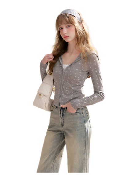 Lyocell Rose Zip Hoodie