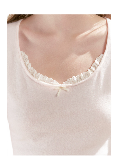 Lace Trim Square Neck Tee