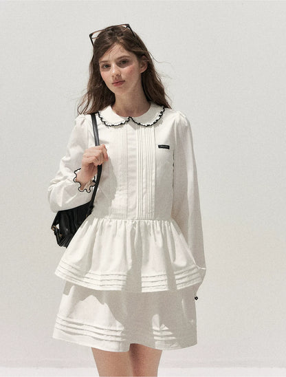 Pleated Peter Pan Collar Dress