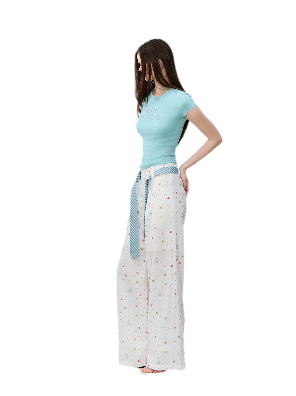 Tencel-Cotton Letter Print Slim T-Shirt