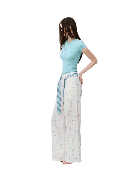 Tencel-Cotton Letter Print Slim T-Shirt
