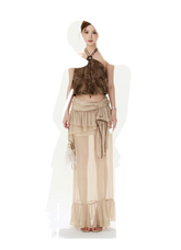 CYNR Sheer Ruffle High-Slit Skirt – view 15