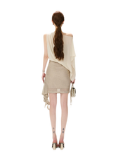 CYNR Sheer Drape Off-Shoulder Dress – view 16