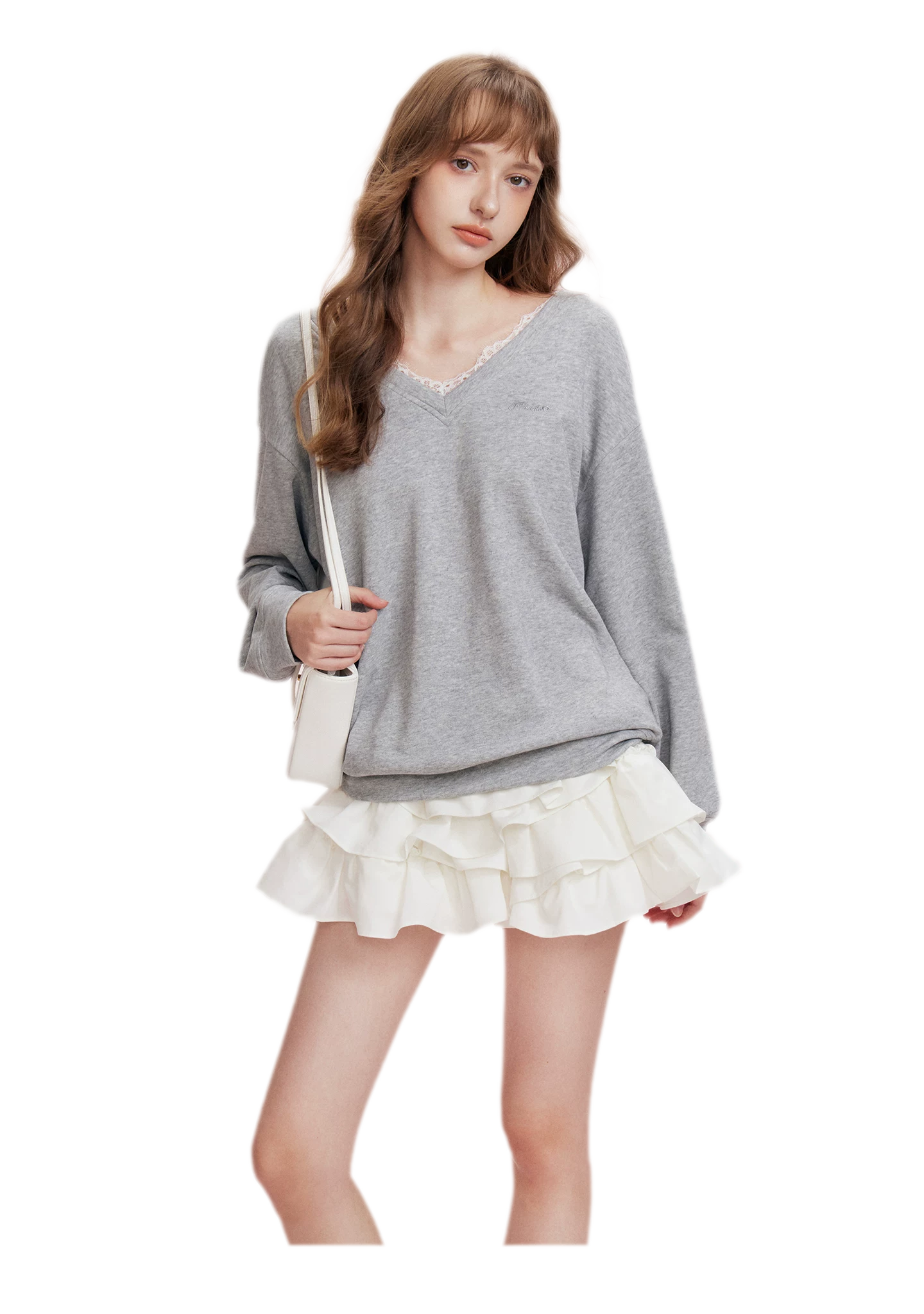 Lace Trim Back Cutout Pullover