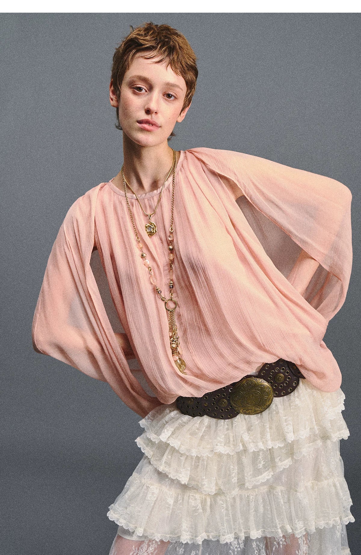 Cape Chiffon Blouse