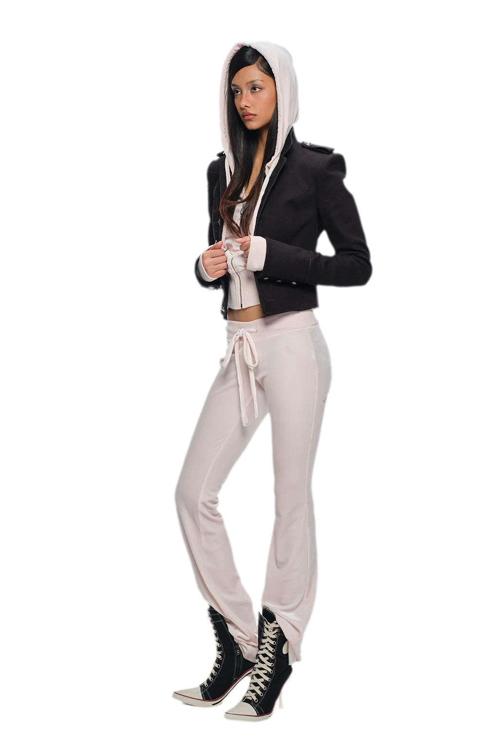Coated Napoleon Fitted Cropped Jacket