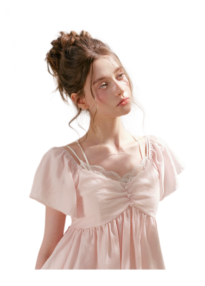 Tencel Lace V-Neck T-Shirt