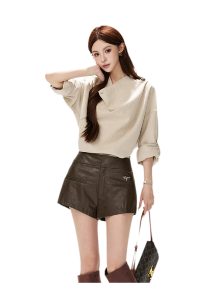 Matte PU High-Waisted Shorts