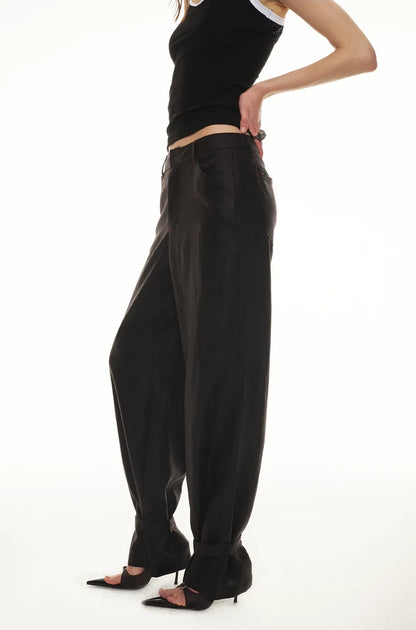 Tencel Linen Vintage Contrast Stitch Casual Pants