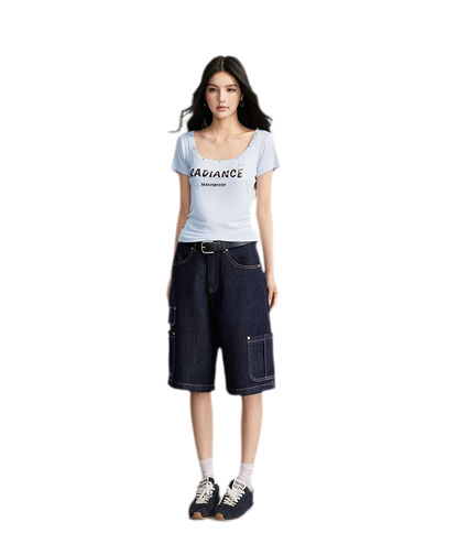 Wide-Leg Cargo Shorts