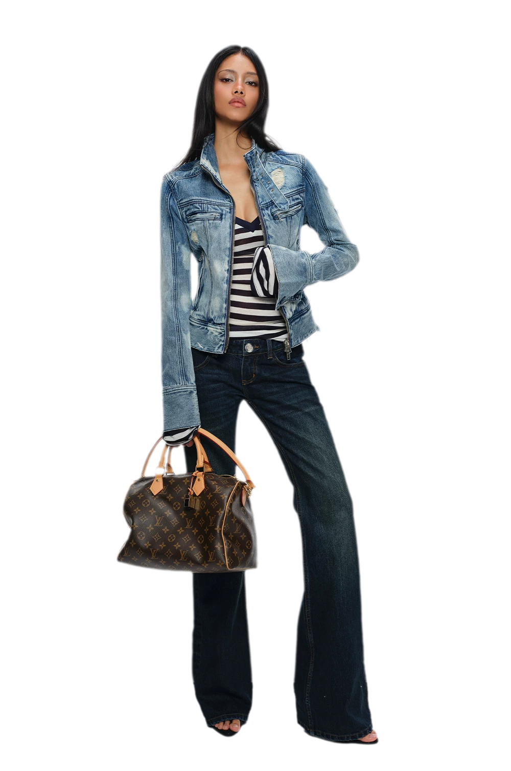 Distressed Cropped Denim Jacket