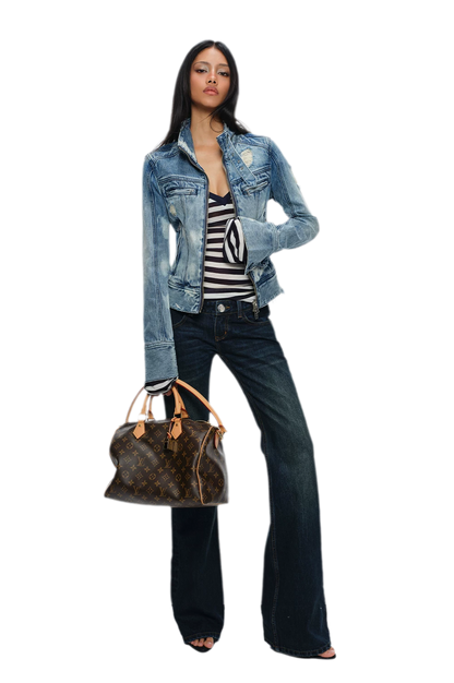 Distressed Cropped Denim Jacket
