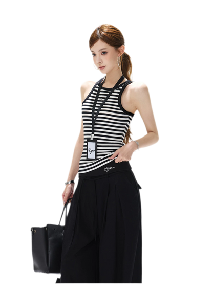 Striped Halter Rib Top