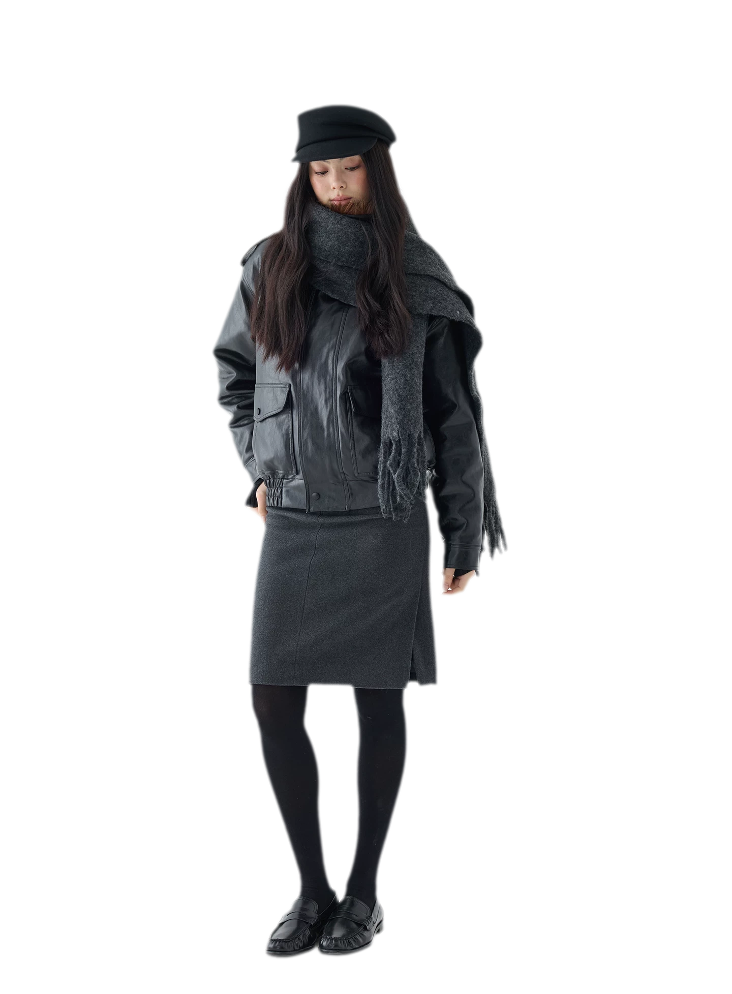 Oil-Wax Cropped PU Jacket