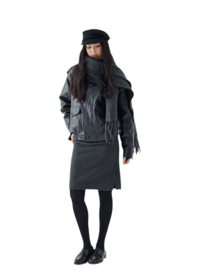 Oil-Wax Cropped PU Jacket