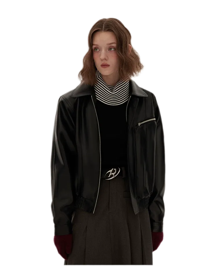 Textured Oversized Leather-Look Jacket
