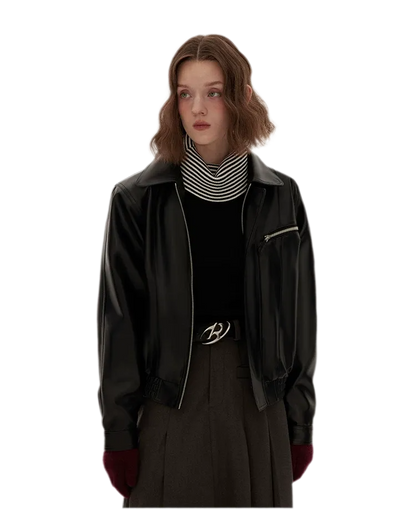 Textured Oversized Leather-Look Jacket