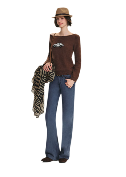 Wool Blend Jacquard Knit Sweater