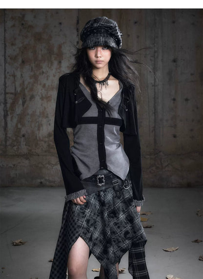 Faux Two-Piece Knit Cardigan